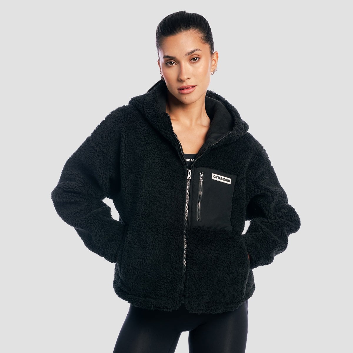 Giacca Sherpa da Donna Black - GymBeam