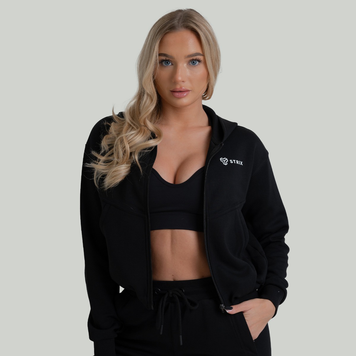 Felpa con Cappuccio Zip-Up da Donna ZOA Black - STRIX