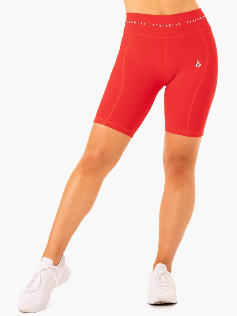 Reflex High Waisted Biker Shorts Red da Donna- Ryderwear