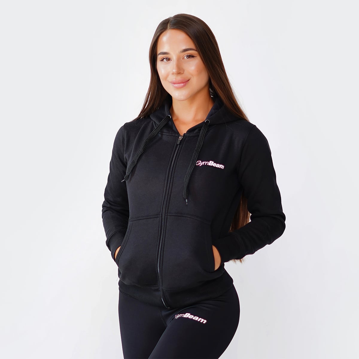 Felpa da donna Zipper Hoodie Black - GymBeam