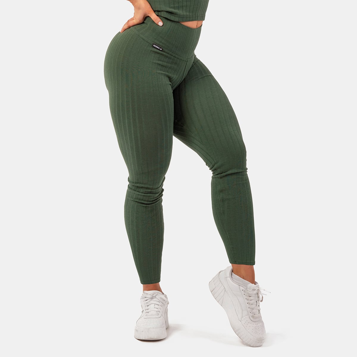 Leggings a Vita Alta Sporty Smart Pocket da Donna Dark Green - NEBBIA