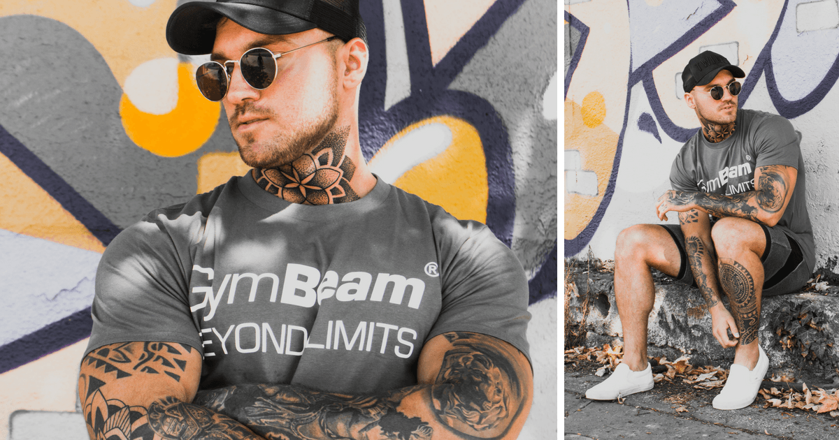 Men´s T-shirt  Beyond Limits Charcoal White - GymBeam