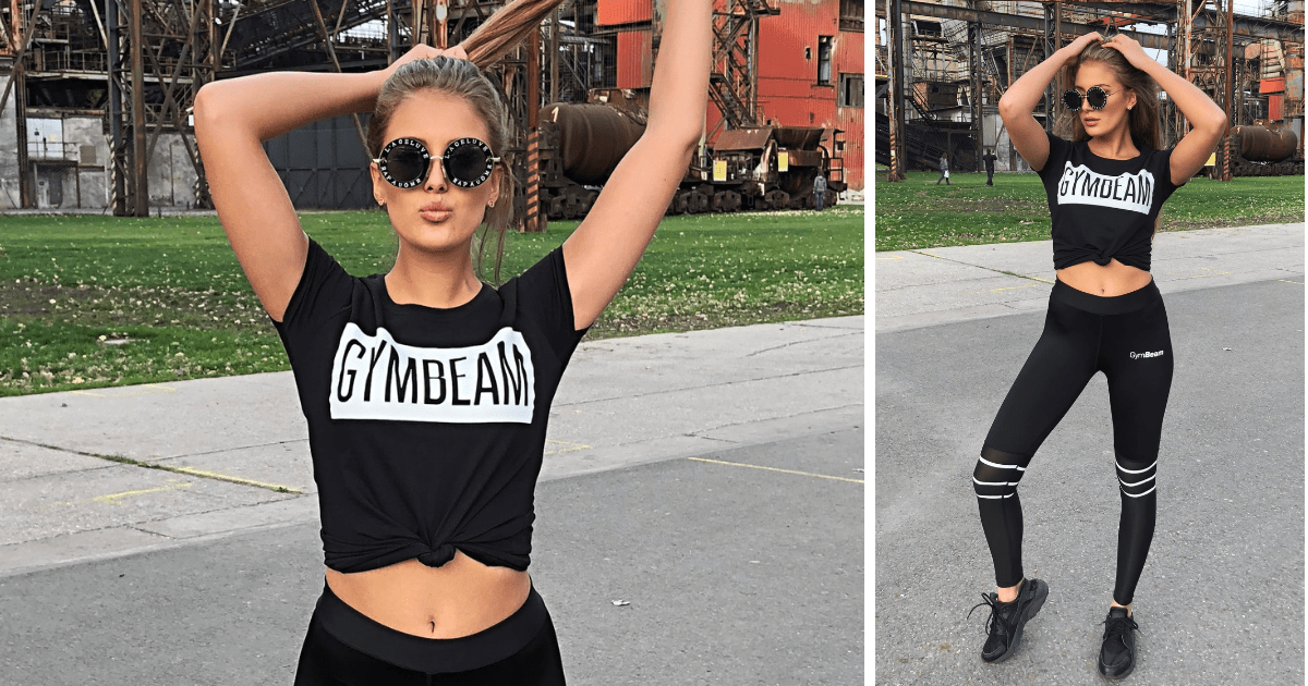 Women’s T-shirt Box Logo Black White - GymBeam