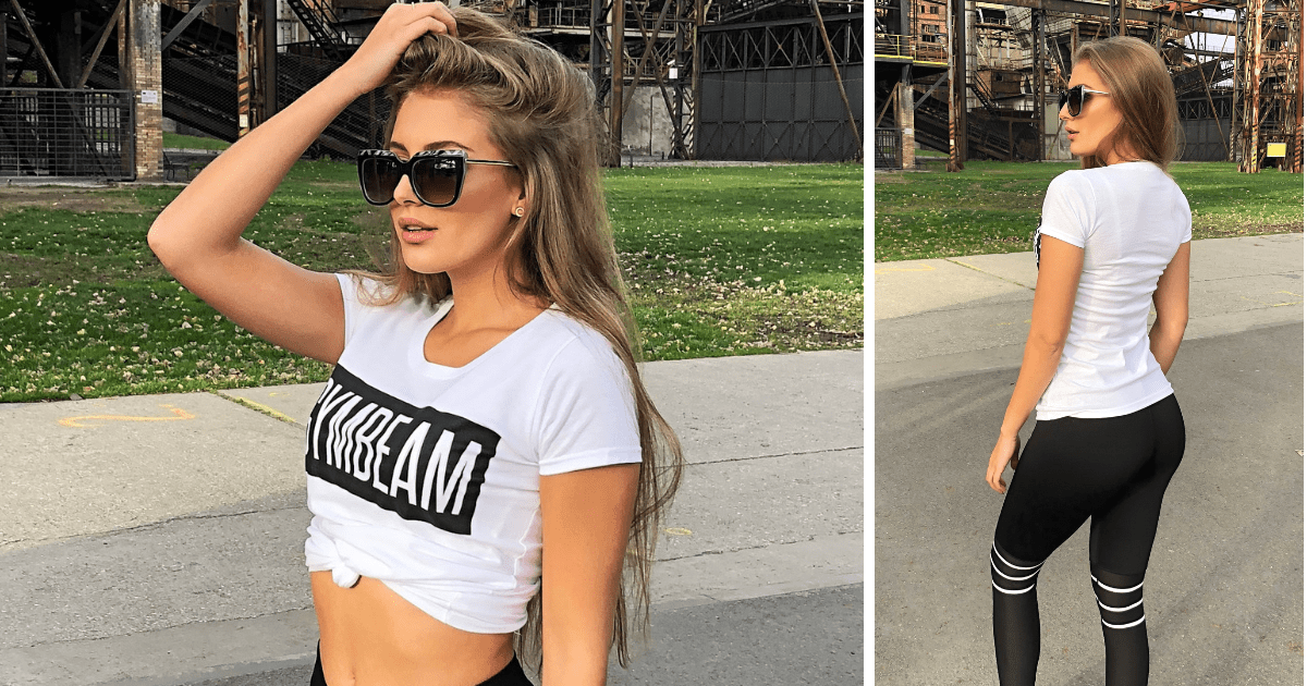 Women’s T-shirt Box Logo White Black - GymBeam