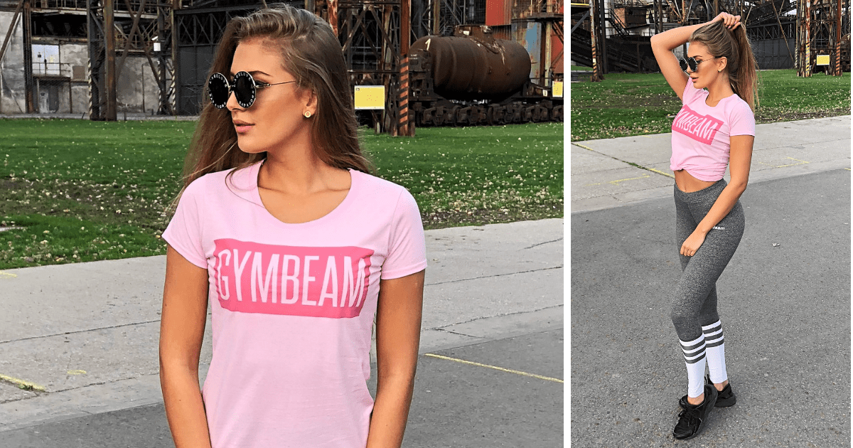 Women’s T-shirt Box Logo Light Pink Pink - GymBeam