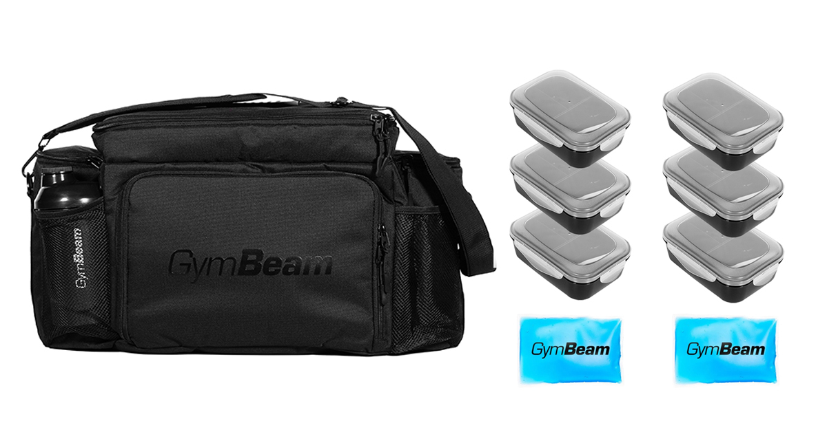 Fit Prep Food Bag Black + 6 Contenitori - GymBeam