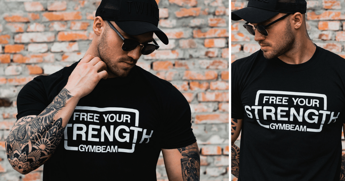 T-shirt da uomo Free Your Strength Black White - GymBeam