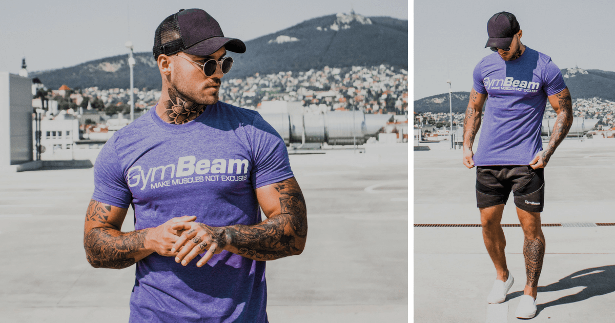 T-shirt Make Muscles Heather Purple - GymBeam